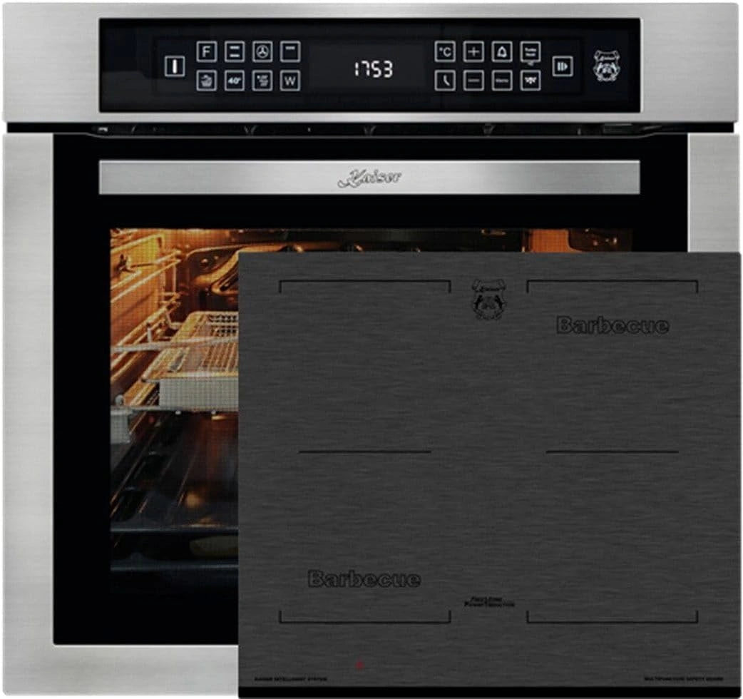 KAISER Ovenset, zelfvoorzienende inbouwoven, roestvrij staal, 86 l, 15 fkt.+inductiekookplaat, zelfvoorzienend fornuis, Power Booster