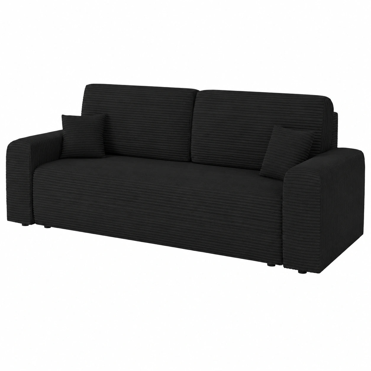 Modernes Schlafsofa mit Bettkasten, Bonellfederkern & Cordbezug, große Liegefläche, Schwarz
