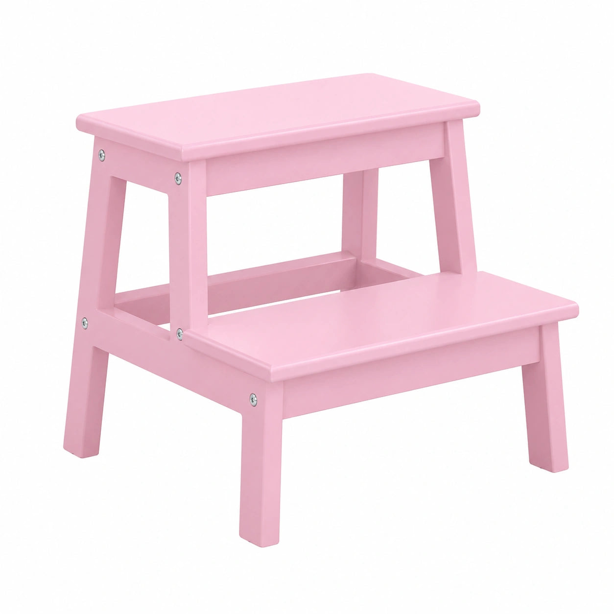 Zweistufiger Holztritt für Kinder und Erwachsene, Ideal für Zuhause und Büro, Rosa