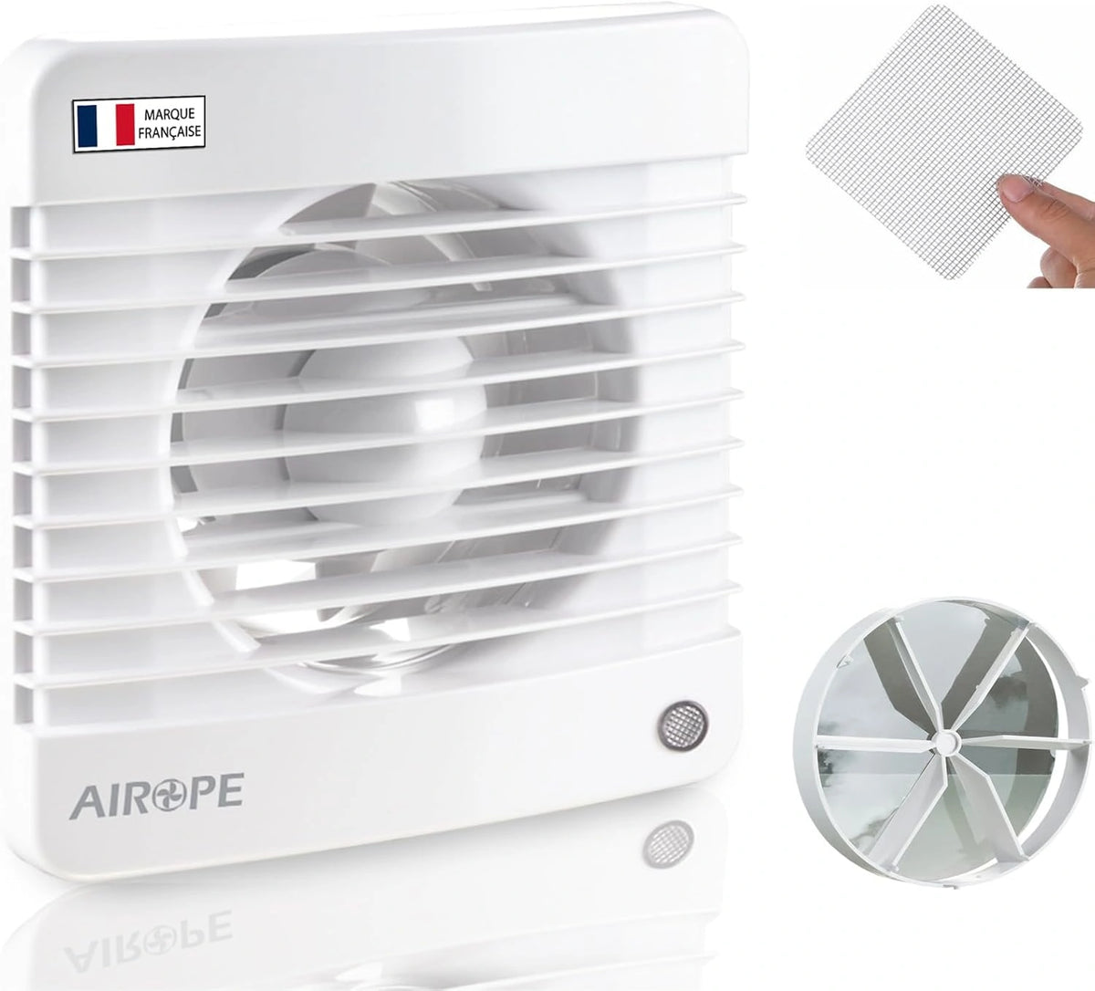 100 mm ventilator, afzuigventilator, gecontroleerde luchtafzuiging, met terugslagklep + geïntegreerd muggenfilter, 7 W, dB(A) 26, voor badkamer