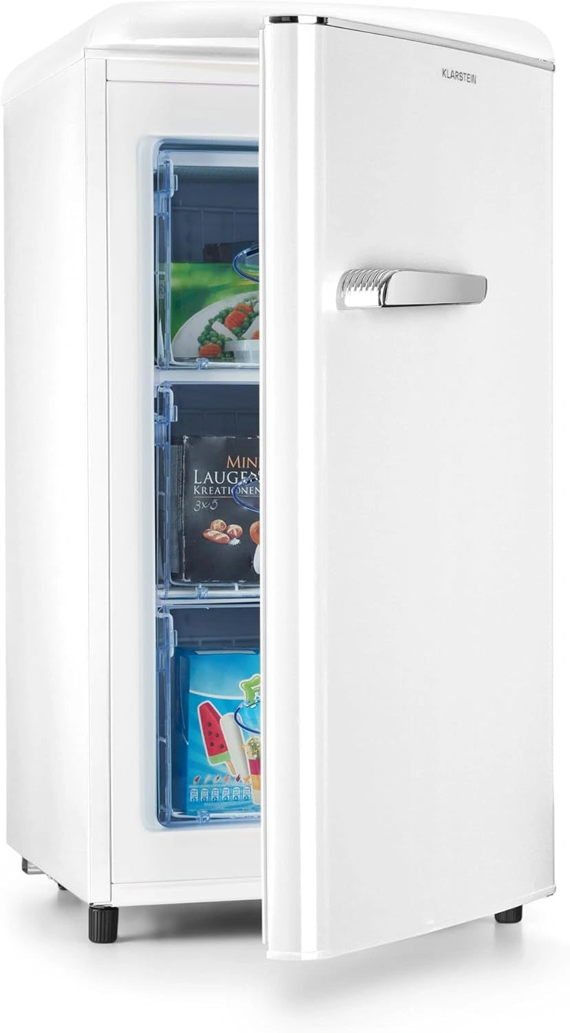 Klarstein Laika Vriezer, 60 Liter Totaalvolume, Thermostaat Met 5 Standen, -15 Tot -24 °C, 3 Laden, Vrijstaand, zilver
