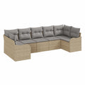 Gartensofa-Set Modular 8-teilig aus Poly-Rattan in Beige und Grau mit Tisch