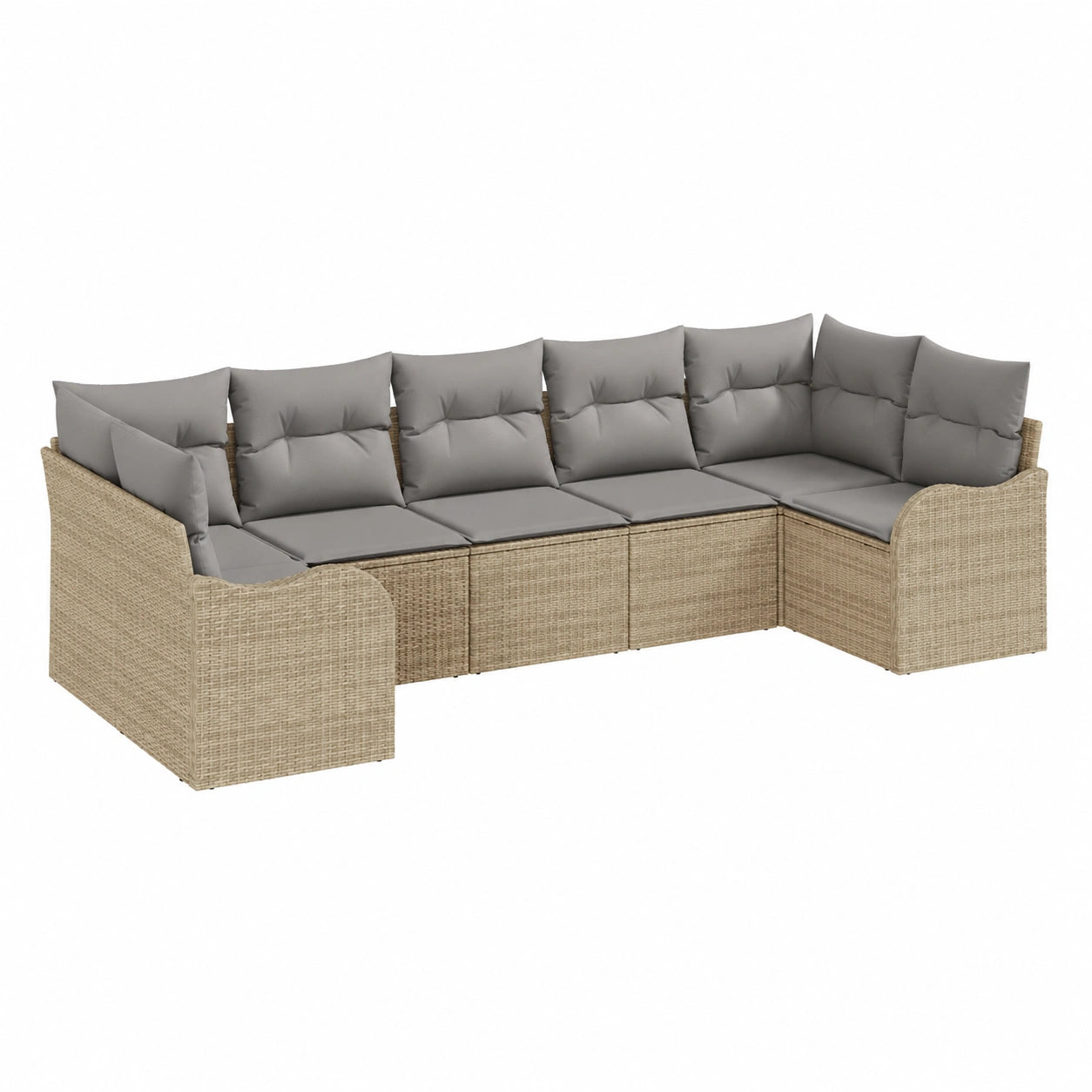 Gartensofa-Set Modular 8-teilig aus Poly-Rattan in Beige und Grau mit Tisch