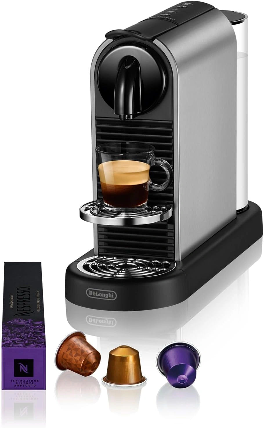 De'Longhi Nespresso CitiZ Platinum EN220.T, Automatische Koffiemachine, Capsule Koffiemachine voor Één Kopje, Monodose Koffiemachine, 4 Kopmaten