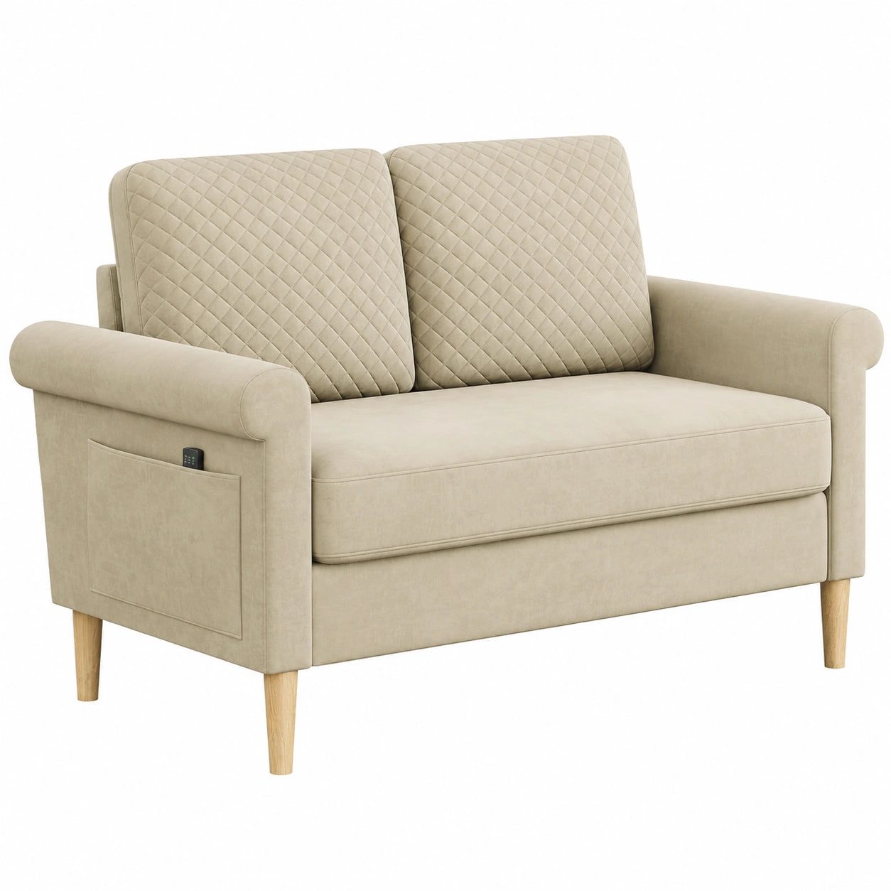 Vesgantti 2-Sitzer Sofa, Kompakte Stoffcouch mit Armlehnen, Ideal für Wohnzimmer, Wohnung oder Büro, Leichte Montage 123x70x88 CM