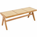 Rustikale Sitzbank aus Rattan, 3-Sitzer Schuhbank bis 200kg, ideal für Flur und Esszimmer