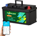 Mjbsan LiFePO4 12 V 140 Ah H190 Bluetooth lithium batterij, 1792 Wh energie lithium batterij met 150 A BMS, max. 15.000+ cycli Deep Cycle batterij