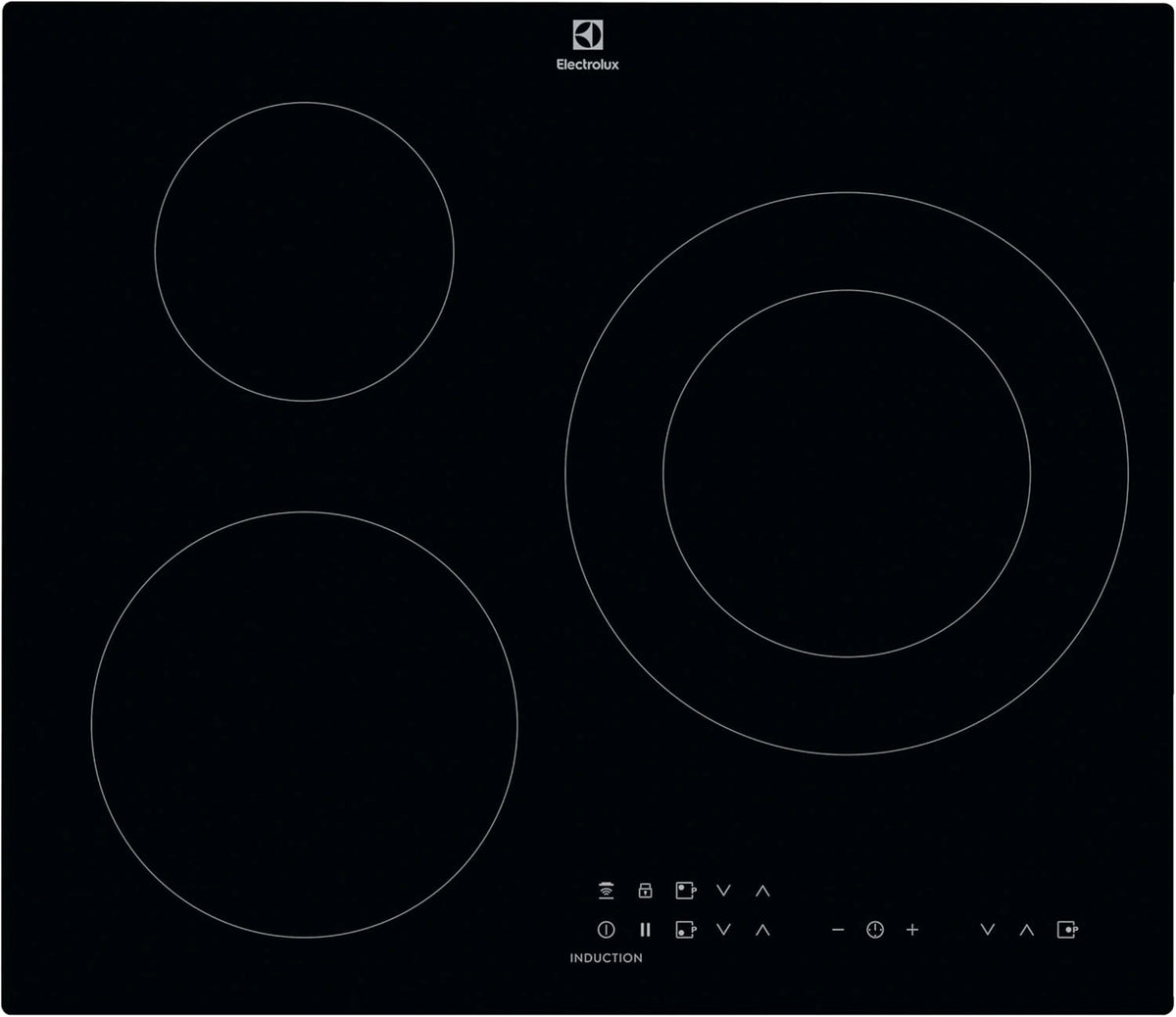 Electrolux LIT60336 Inductiekookplaat, 3 zones, timer, touch-bediening, zwart, 60 cm
