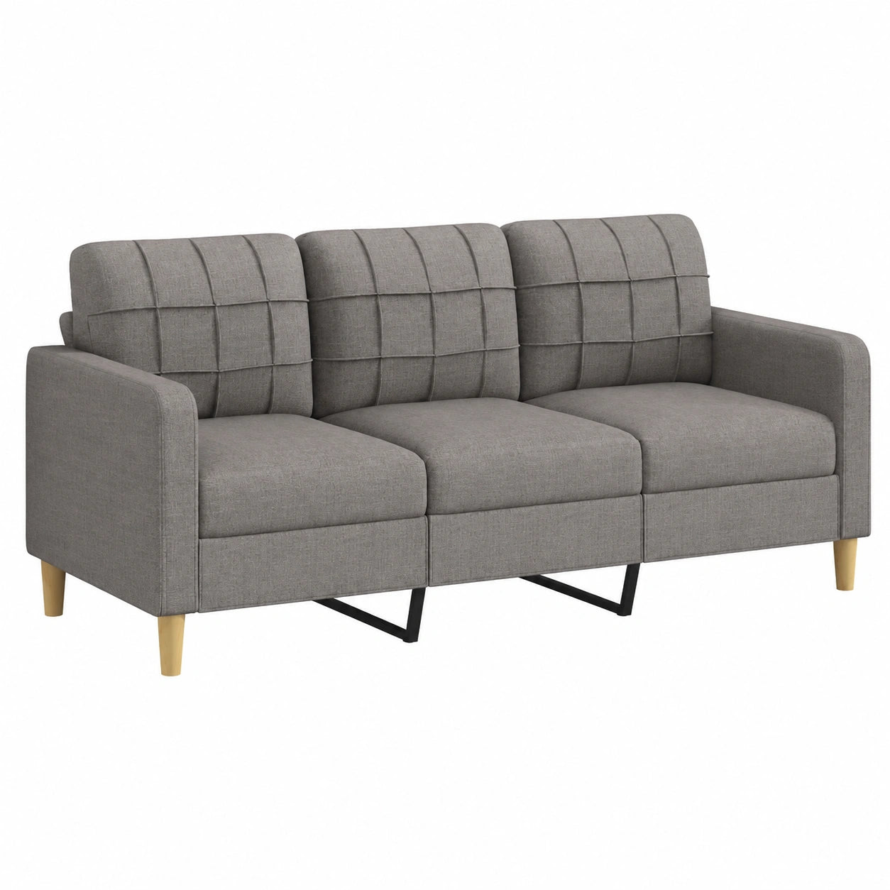 Willood Modernes 3-Sitzer-Sofa mit Metallrahmen, Stoffbezug in Taupe, Wohnzimmermöbel, 180 cm