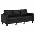 Schwarzes Kunstledersofa mit Metallrahmen, 180 cm, für Wohnzimmer