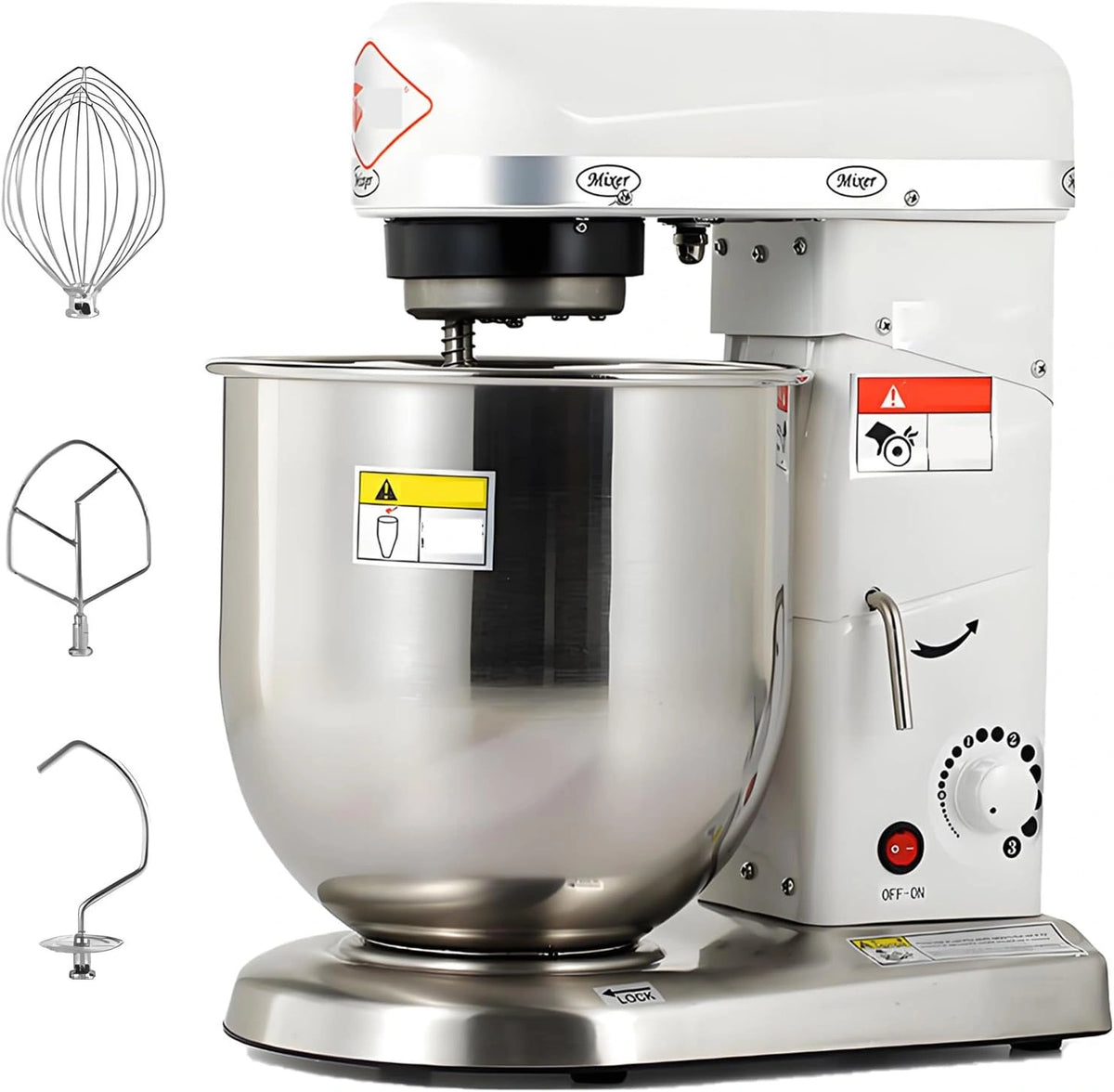 Planetaire mixer met 3 snelheden voor gebruik in commerciële keuken, zilver