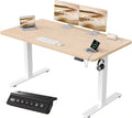 JUMMICO Elektrisch In Hoogte Verstelbaar Bureau met USB Oplaadpoort, Elektrisch Staand Bureau, 140 X 60 cm, Ergonomisch Bureau, Beige