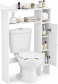 LIFEZEAL Kast boven het toilet, wastafel, plank boven de wasmachine, staande kast voor badkamer, ruimtebesparend, 1 deur, met rolhouder