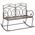 Antike Gartenbank aus Eisen 104 cm, Braun – Sitzbank für Garten, Balkon und Park