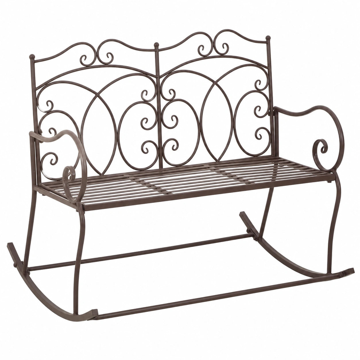 Antike Gartenbank aus Eisen 104 cm, Braun – Sitzbank für Garten, Balkon und Park