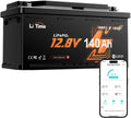 LiTime LiFePO4 Accu 12V 140Ah H190, Lithium Accu met Bluetooth voor Camper, zwart