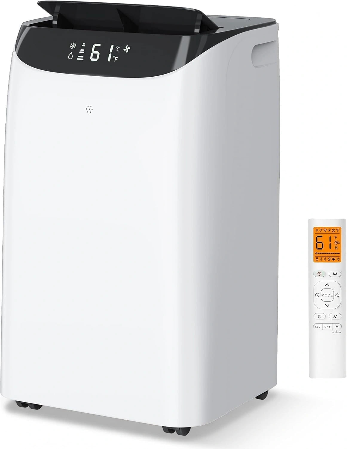 14000 BTU draagbare airconditioners, koeling, ventilator, ontvochtiging, slaapmodus voor grote kamers tot 700 m², AC-eenheid met afstandsbediening