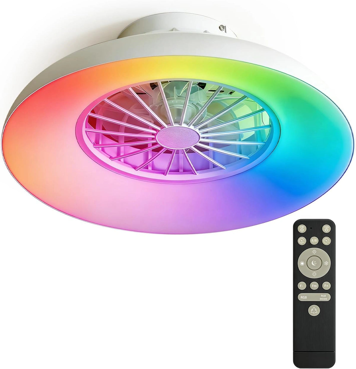Maxled, Light is Led! Plafondventilator Met Verlichting En Afstandsbediening Stil RGB 24W 2600LM Dimbaar CCT DC Motor 5 Snelheden Vooruit/achteruit