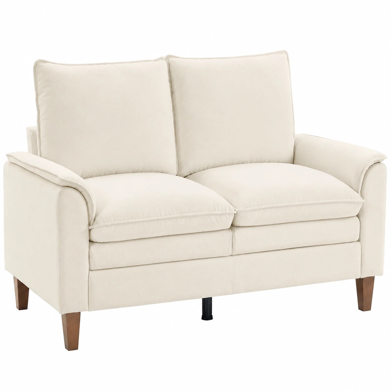 HOMCOM 2-Sitzer Sofa mit hoher Rückenlehne, 146 cm Polstersofa für kleine Räume, cremefarben