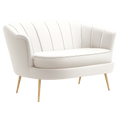 HOMCOM 2-Sitzer Sofa mit Blumenrückenlehne, Samtoptik, Metallbeinen, cremeweiß