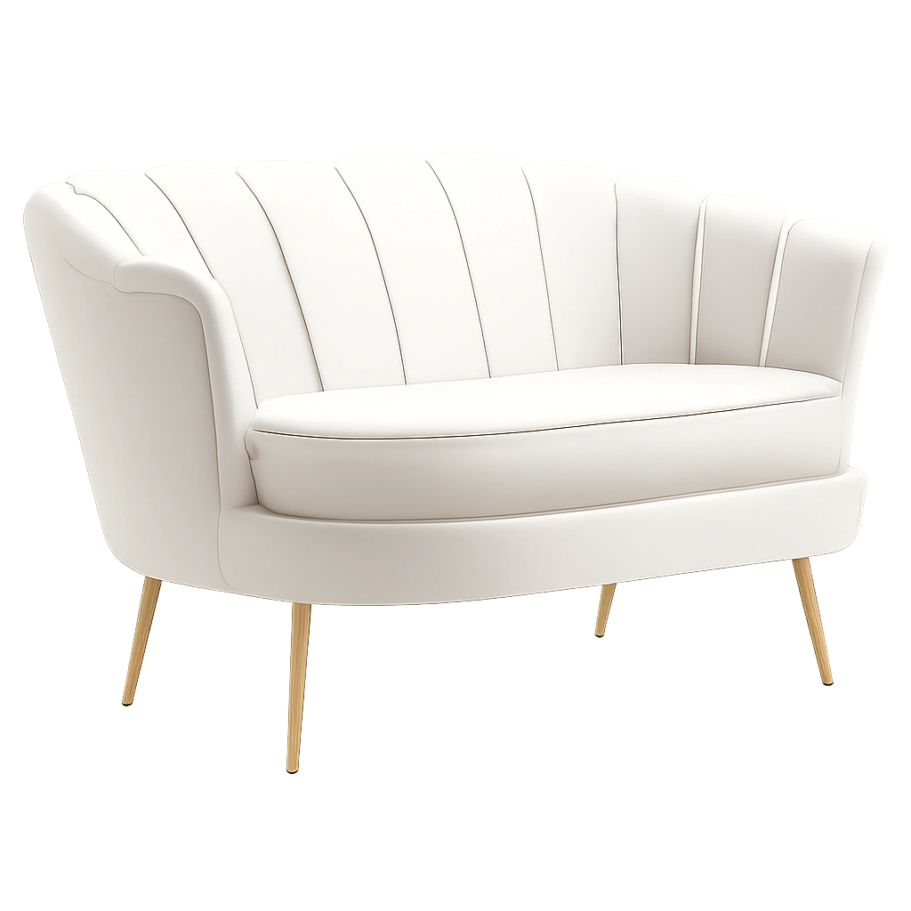 HOMCOM 2-Sitzer Sofa mit Blumenrückenlehne, Samtoptik, Metallbeinen, cremeweiß