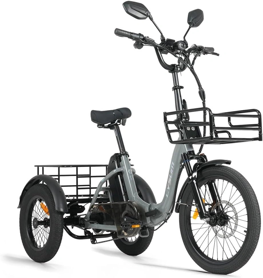 AG1 Pro Elektrische driewieler, inklapbaar, voor volwassenen, 48 V, 20 Ah accu, 3 wielen, 100 km bereik, zwart