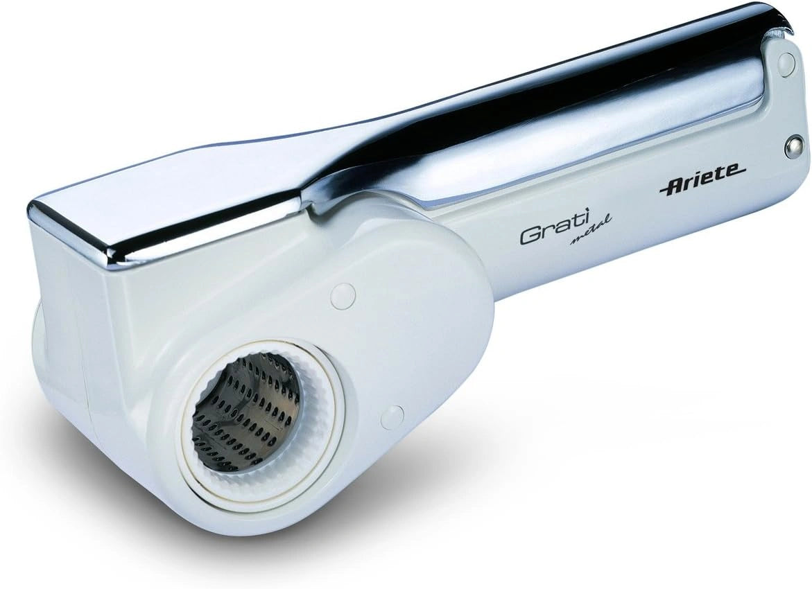 Ariete Gratì Metal 44, draadloze elektrische kaasrasp, 2 roestvrijstalen walsen inclusief, 1 kg kaas met een acculading