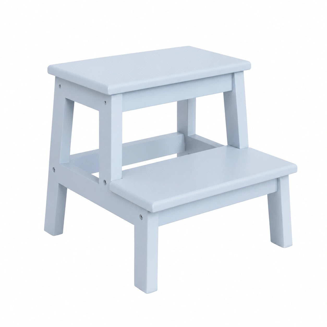Zweistufiger Tritthocker aus Holz für Kinder und Erwachsene, rutschfest, 42x35x35 cm, Blau