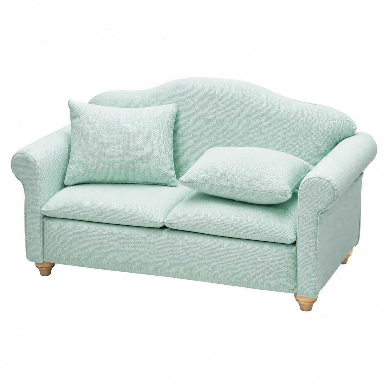 Miniatur Sofa für Puppenhaus, 1:12 Maßstab, Modernes Design, Wohnzimmer & Schlafzimmer, inkl. Kissen, Grün