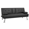 Yaheetech 3-Sitzer Schlafsofa mit Klappfunktion, Gästebett bis 350 kg, Schwarz