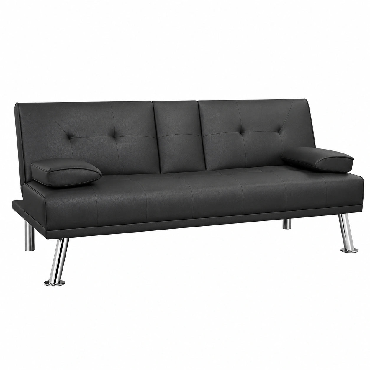 Yaheetech 3-Sitzer Schlafsofa mit Klappfunktion, Gästebett bis 350 kg, Schwarz