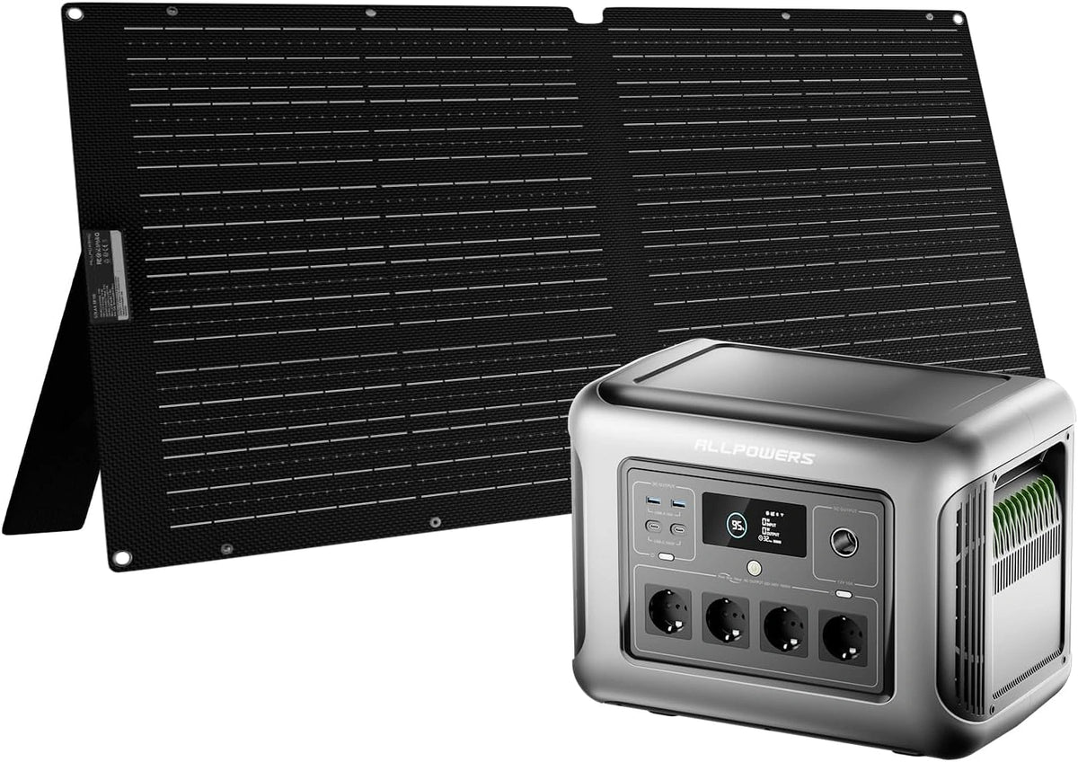 ALLPOWERS R1500 LITE Draagbaar powerstation met zonnepaneel ETFE 100 W, 1056 Wh LiFePO4 batterij, volledige lading in 1 uur