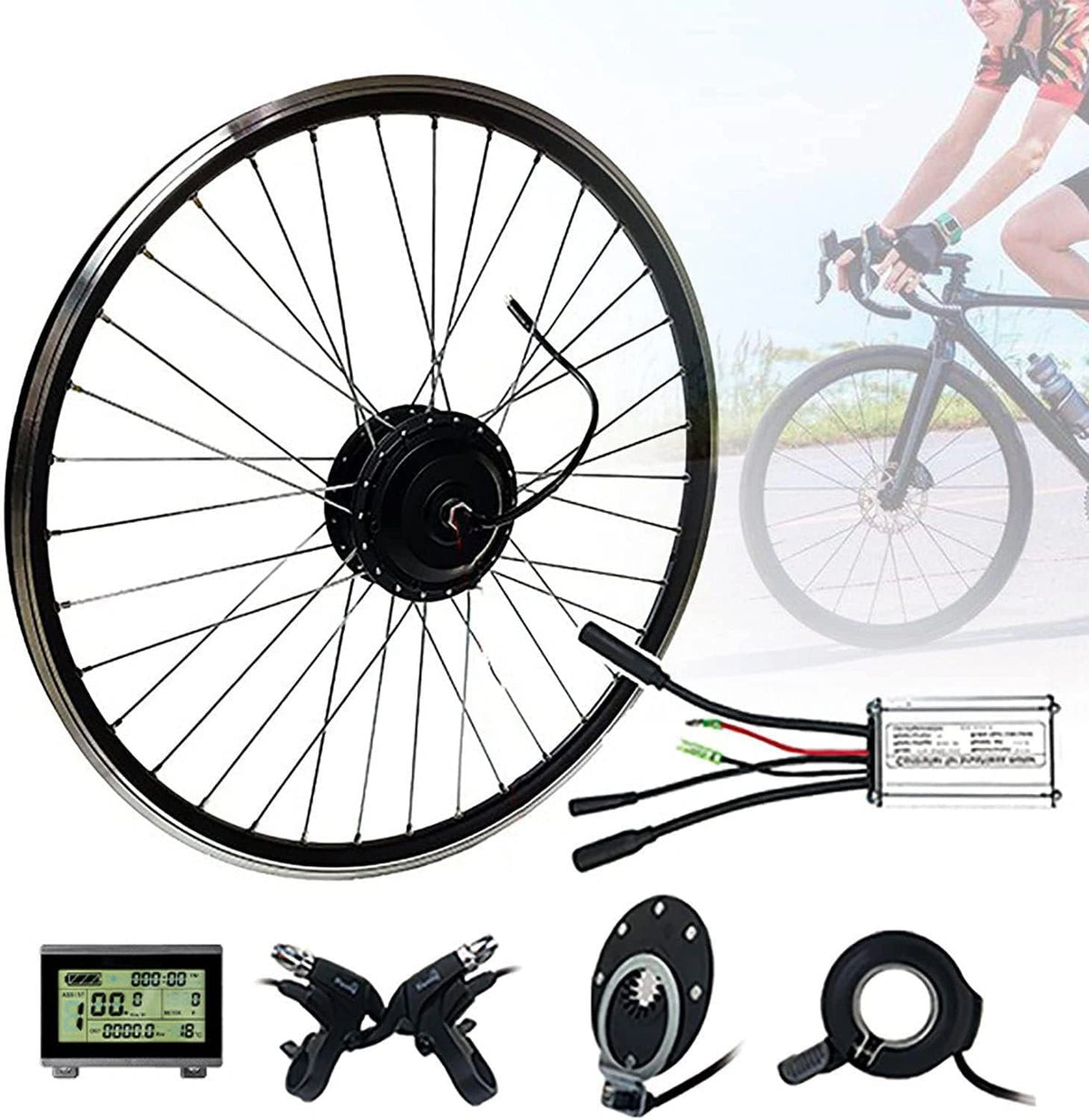 Voornaaf motorset, 36 V, 48 V, 250 W, 350 W, 500 W, 1000 W, 1500 W, e-bike, ombouwsets, voorwiel 20-700 C, ombouwset voor elektrische fiets