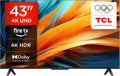 TCL 43PF650 43-inch 4K Ultra HD TV HDR TV, Smart LED en Fire TV (Dolby Vision, Dolby Atmos, DTS, HDR 10, Alexa Built-in, Airplay2, Miracast), zwart