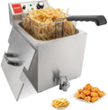 Valgus Commerciële elektrische friteuse van roestvrij staal, 3300 W, 13 l, grote keukenfriteuse met mand en deksel, afvoersysteem