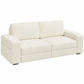 Yaheetech Cord-Sofa 212 cm Breite, mit Abnehmbaren Kissen und Rückenlehnen, Elfenbein - Ideal für Wohn- und Schlafzimmer