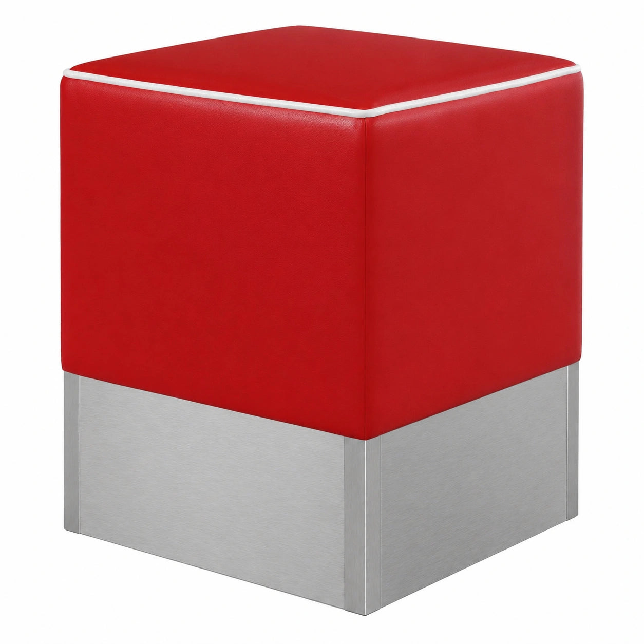 CUBO Esszimmer Würfelhocker, rot, Leder, 48 cm Sitzhöhe, 1,1 mm Lederstärke, 35 Rg Schaumstoffdichte