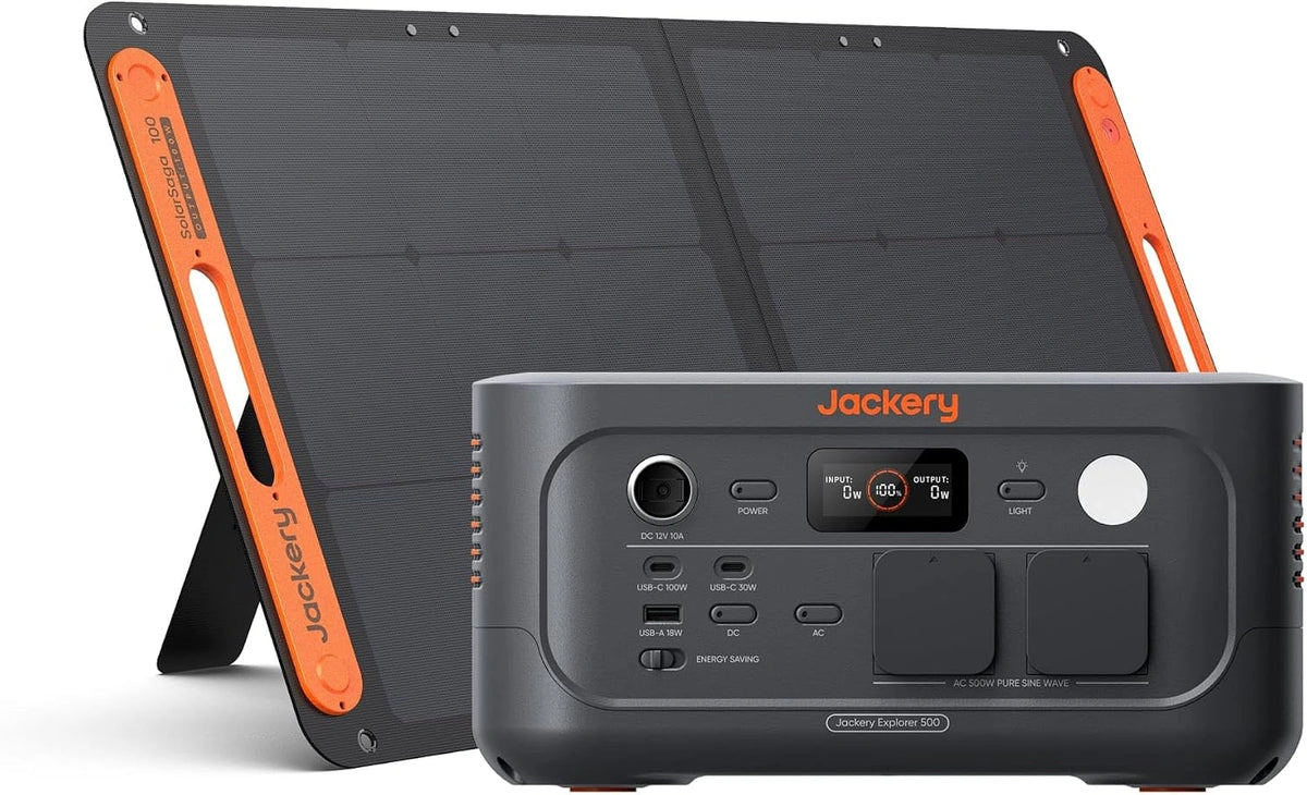 Jackery Explorer 500 v2 Draagbare Powerstation met 100W Zonnepaneel, bruin