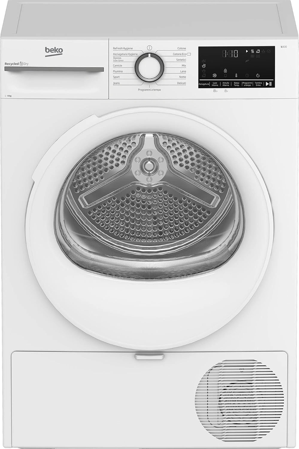 Wasdroger Beko BMT491WI capaciteit 9 kg invertermotor energieklasse A+++, zilver