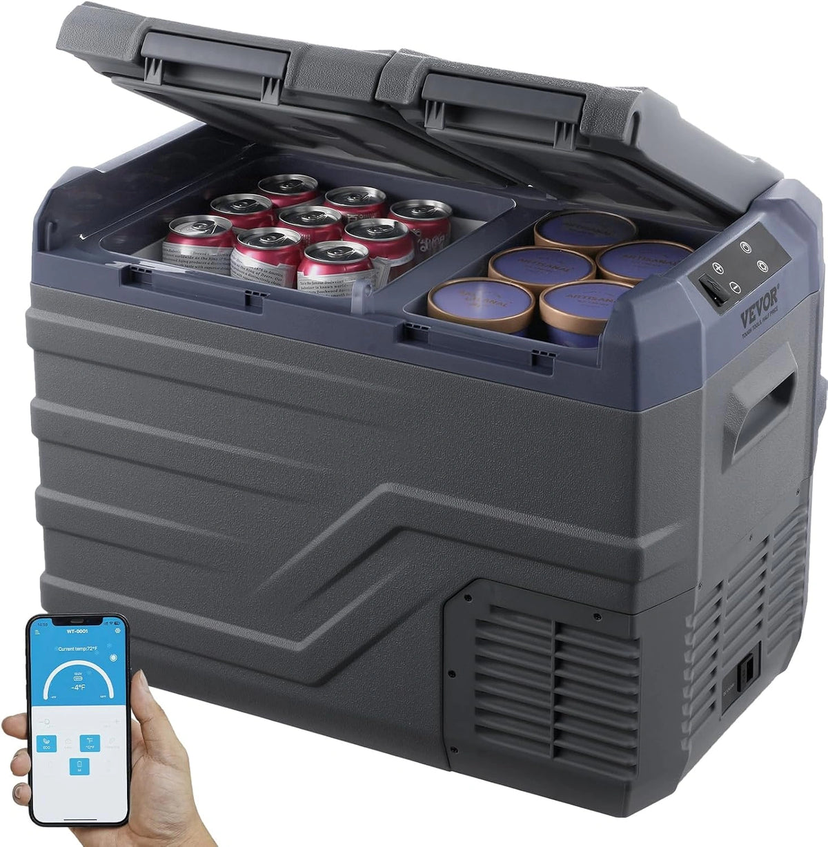VEVOR Auto Koelkast, 12 Volt Auto Koelkast Koelkast Koelkast, 32 L Dual Zone Draagbare Vriezer, --4 °F, 46°F Verstelbaar bereik