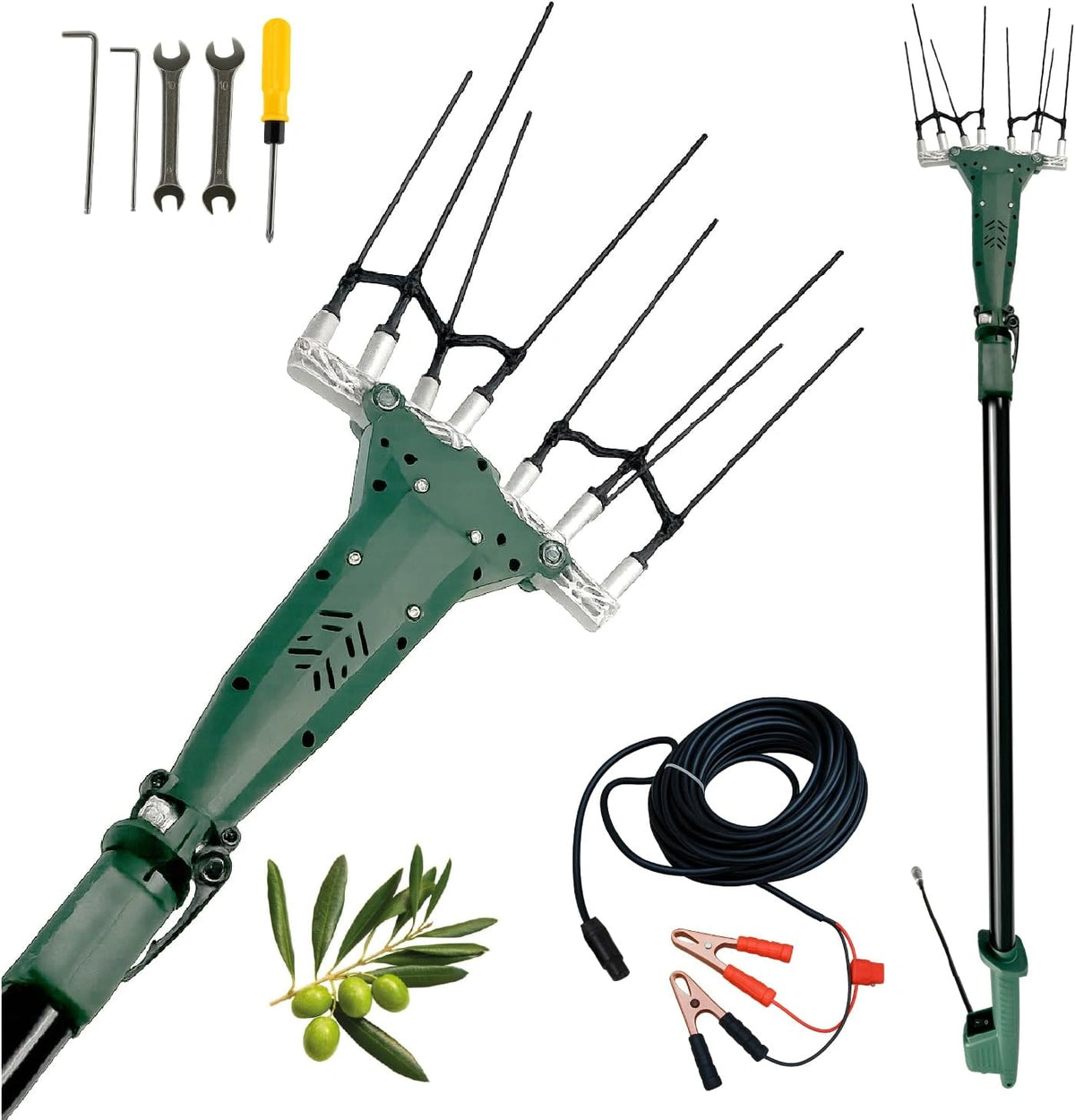 Crisalide TWIST-12 Elektrische olijfschudder, ontpitter, 12 V, 140 W, borstelloze met telescoopstang van 2,3-3,0 m