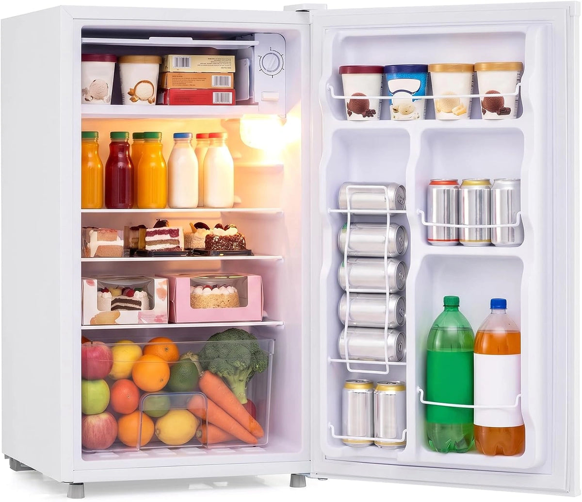 COSTWAY Mini-koelkast 98 l, minikoelkast < 39 dB [energieklasse E], wit