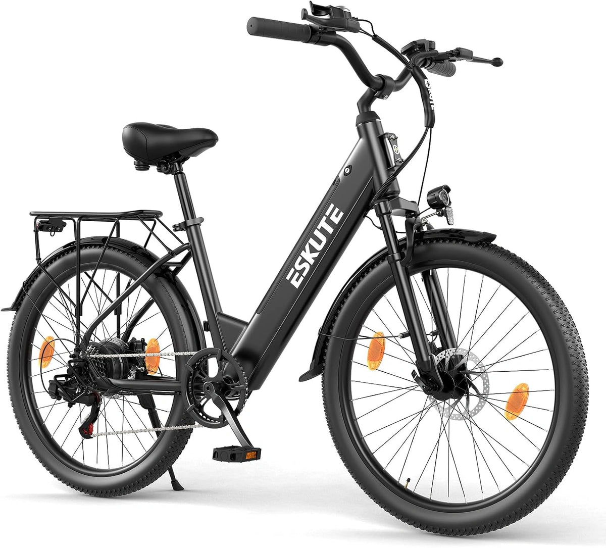 ESKUTE C100 Plus Elektrische Fiets, 26Inch E Bike, Met 250W Hogesnelheidsmotor, 36V 13Ah Verwijderbare Batterij, Topsnelheid 25km/u, LCD-scherm