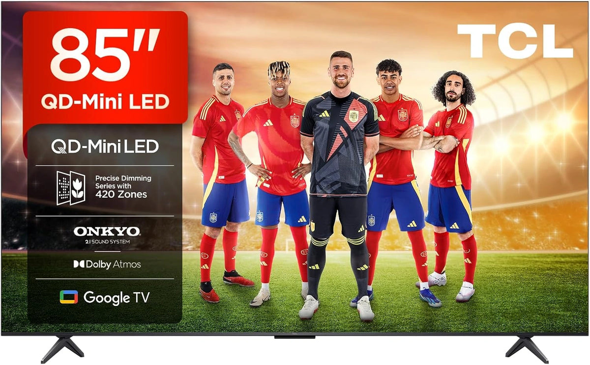 TCL 85Q6C QD-Mini LED TV, 4K HDR Premium 1000nits, slimme televisie aangedreven door Google (Dolby Vision IQ en Atmos, mat HVA paneel