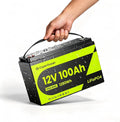 LiFePO4‑accu 12V 100Ah, 1280Wh lithiumaccu met 100A BMS, zwart