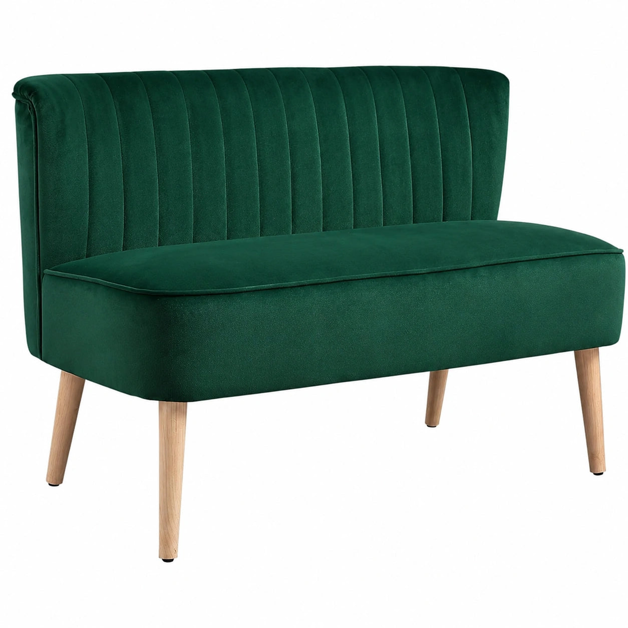 HOMCOM 2-Sitzer Samt-Loveseat, Kompaktes Sofa für Wohnzimmer und Schlafzimmer, Dunkelgrün, 117 x 56,5 x 77 cm