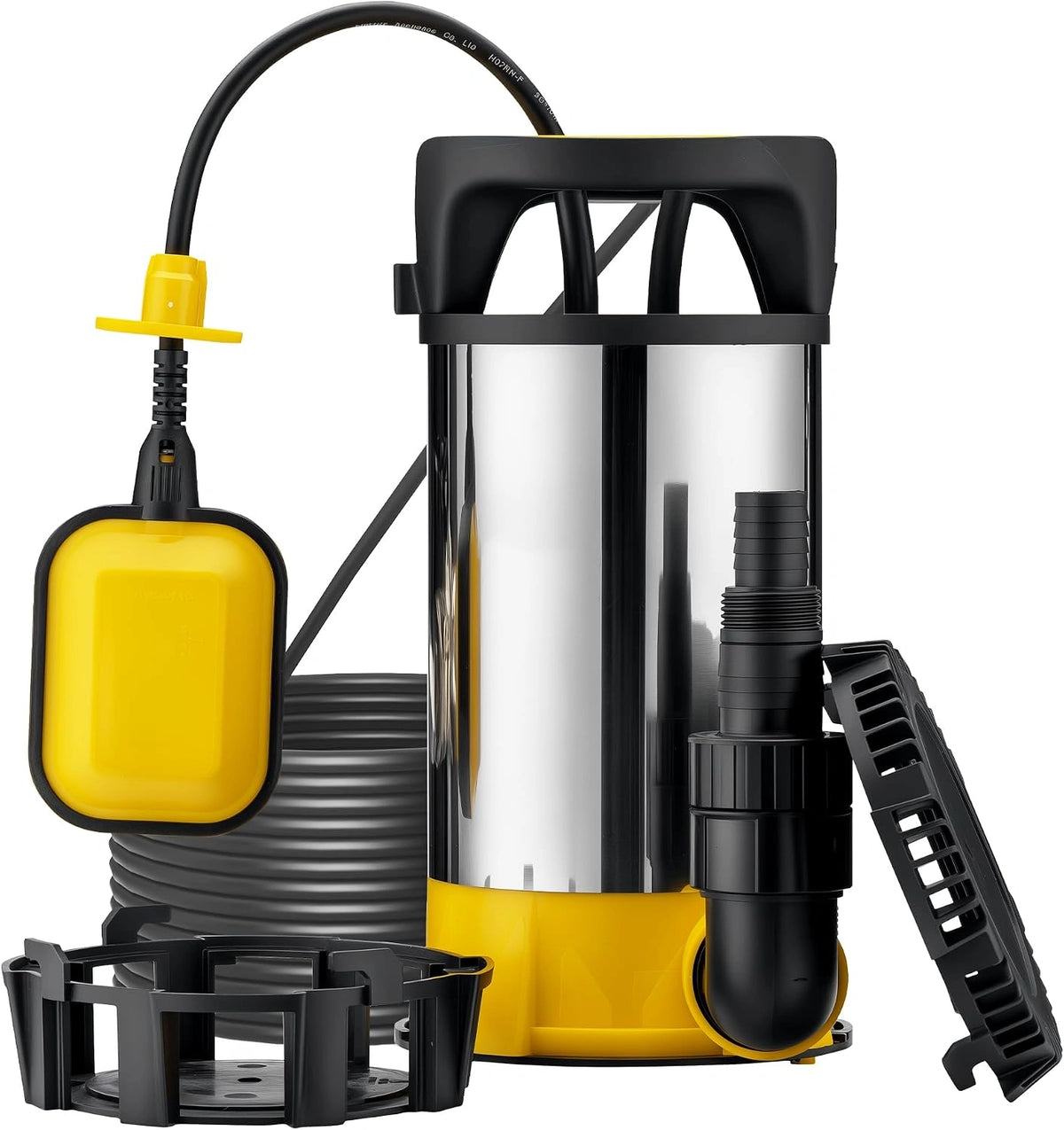Wiltec 3-in-1 dompelpomp met vlotter 400 W, rvs vuilwaterpomp 8000 l/u, vlakzuiger met verschillende onderkanten, aanzuigpomp voor kelder
