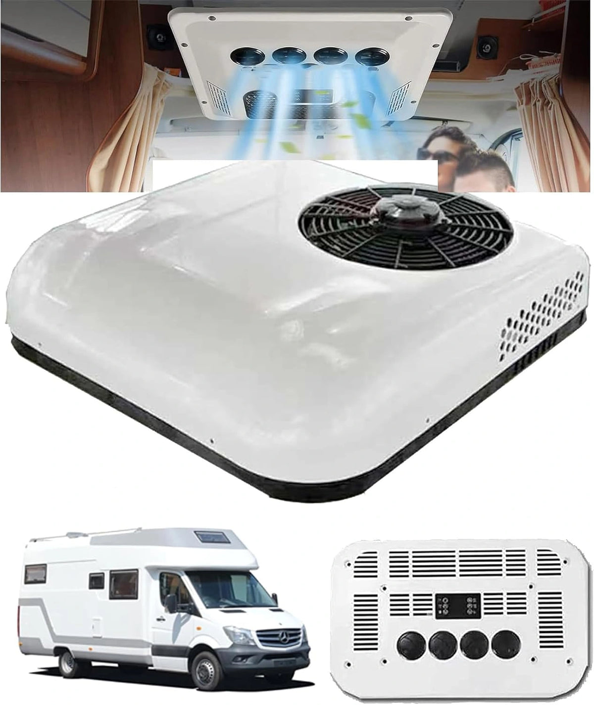SXHEYUY RV-airconditioner, 12V AC Silent met airconditioning koelmiddel, zomertruck koude airconditioner, met koelfunctie, geschikt voor vrachtwagen