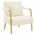 Yaheetech Modernes Polstersofa mit Metallbeinen und Armlehnen, 2 Lendenkissen, Beige Loveseat für Wohnzimmer und Büro