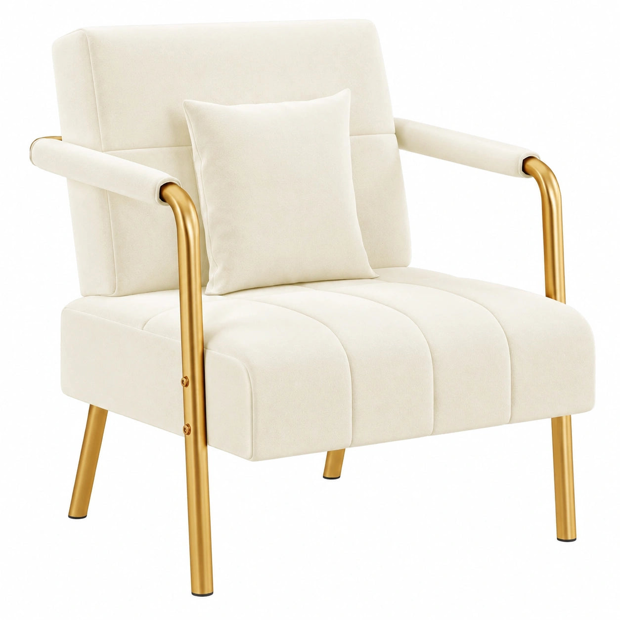 Yaheetech Modernes Polstersofa mit Metallbeinen und Armlehnen, 2 Lendenkissen, Beige Loveseat für Wohnzimmer und Büro